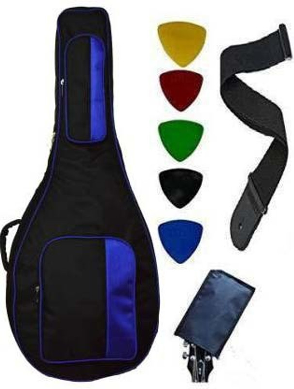 KANHA HUB BLUE GUITAR BAG ACOUSTIC 5PICKS AND BELT Guitar Bag