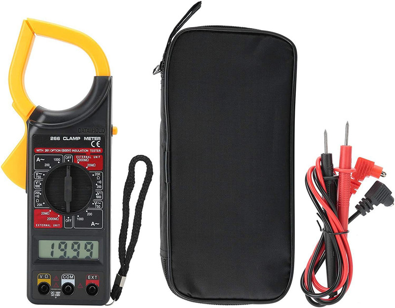 Republic DT266 LCD Digital Clamp Multimeter Clamp Meter AC/DC Current Voltage Tester Measuring Tools with Test Cable HIGHT QUALITY Digital Multimeter(2000 Counts)
