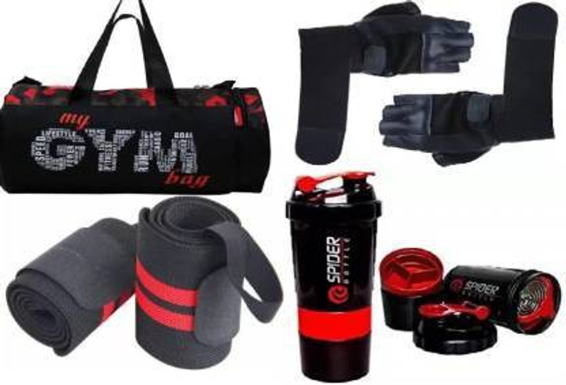 L'AVENIR FITNESS MY GYM BAG (CAMOUFLAGE PATTERN) + GYM Shaker + Wrist Wrap + GLOVES Fitness Accessory Kit Kit