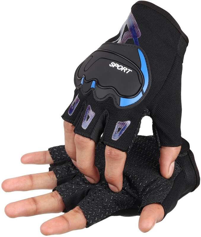 Auto Hub Bike Riding Half Gloves Riding Gloves(Black Blue)