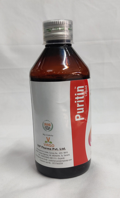 Virgo UAP Pharma Puritin Liquid | Useful as blood purifier that takes care of skin & blood disorders | Pack of 2 | Each of 200ML(Pack of 2, 400 ml)