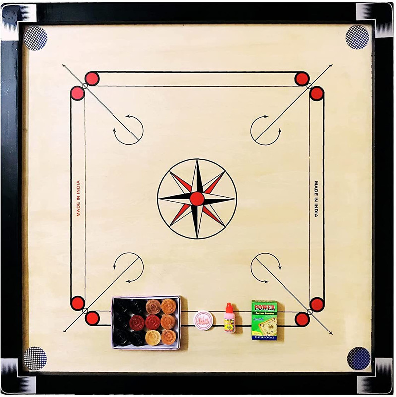 HACKERX Carrom Board Full Size 32x32 Inches for Adults Premium Product 81.28 cm Carrom Board(Brown, Black)