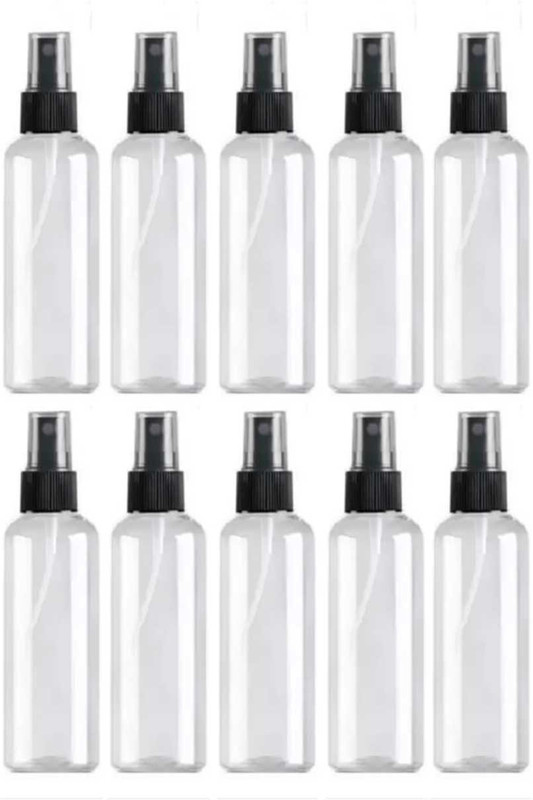 EverGlam Empty Bottle With Black & White Cover Sanitizer, Oil ,Water 100 ml Spray Bottle 200 ml Plastic Spray Bottle(Pack of 2, Clear)