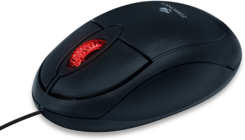 ZEBRONICS ZEB-RISE Wired Ambidextrous Optical Mouse(USB 2.0, Black)