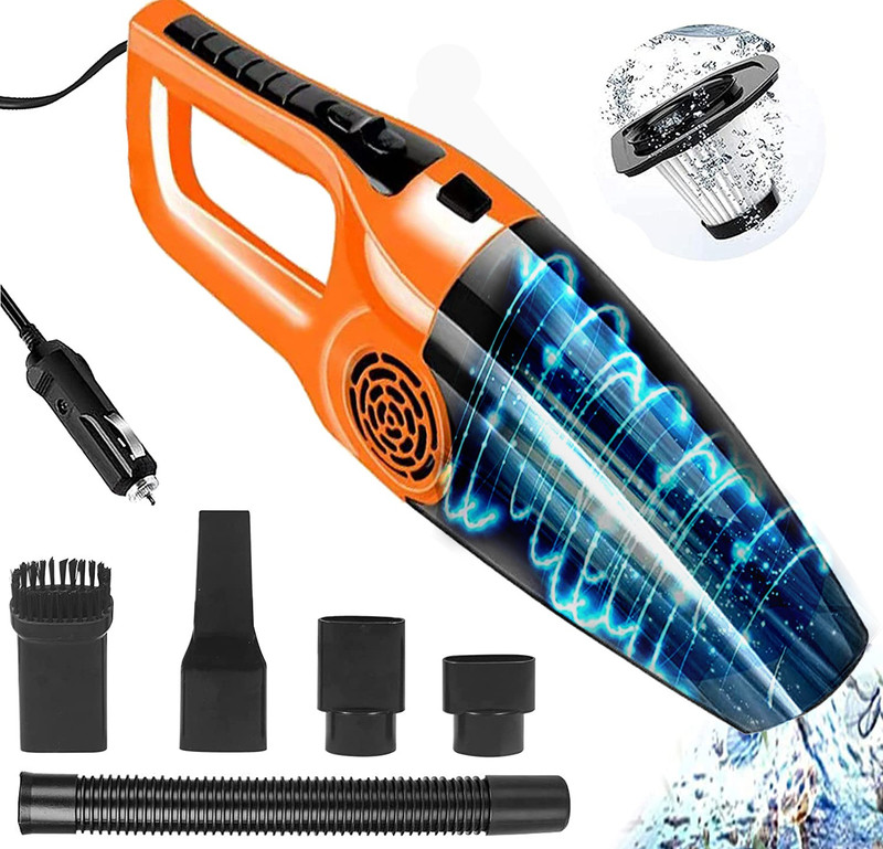 Zinsy 12V High Power Wet & Dry Portable Handheld Car Vacuum Cleaner Car Vacuum Cleaner with Anti-Bacterial Cleaning, 2 in 1 Mopping and Vacuum, Anti-Bacterial Cleaning, Reusable Dust Bag new 2022 Car Vacuum Cleaner with 2 in 1 Mopping and Vacuum, Anti-Bacterial Cleaning(Orange)
