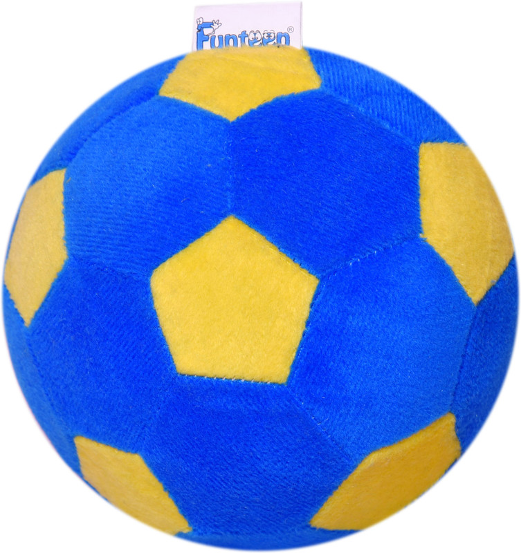 FUNTEEN Soft Toy Plush Baby Ball with Rattle Sound (Blue & Yellow)  - 18 cm(Blue & Yellow)