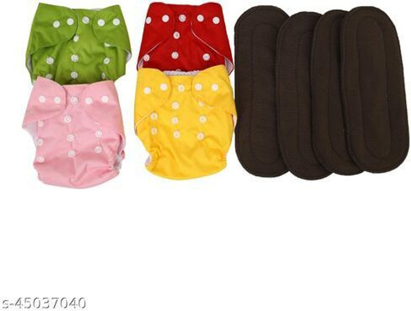 REIFY Multicolour Button Diapers 4+ 4 Black Inserts (Pack of 8