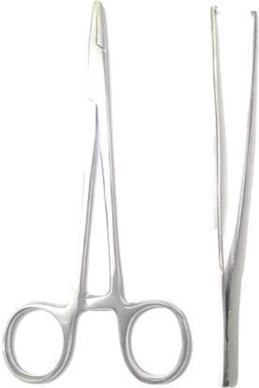 ARINEO SURGICAL INSTRUMENT TOOTHED FORCEPS, NEEDLE HOLDER 6" Suturing Forceps SET OF 2 Suturing Forceps