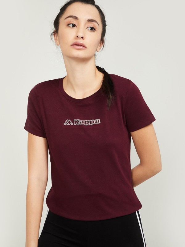 Kappa Typography Women Round Neck Purple T-Shirt