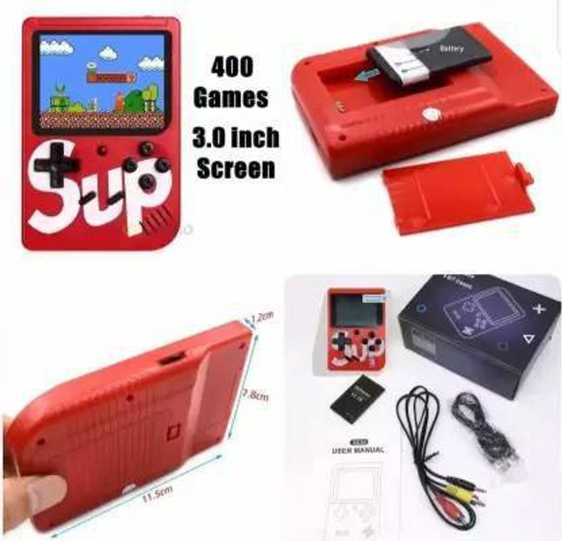 BSVR Newly 400 Games Super Mario 07 Gaming Console Portable and Best For Kids Game 8 GB with Super Mario, DR Mario, Mario, Contra, Turtles, Tank, Total 400 Games(Multicolor)