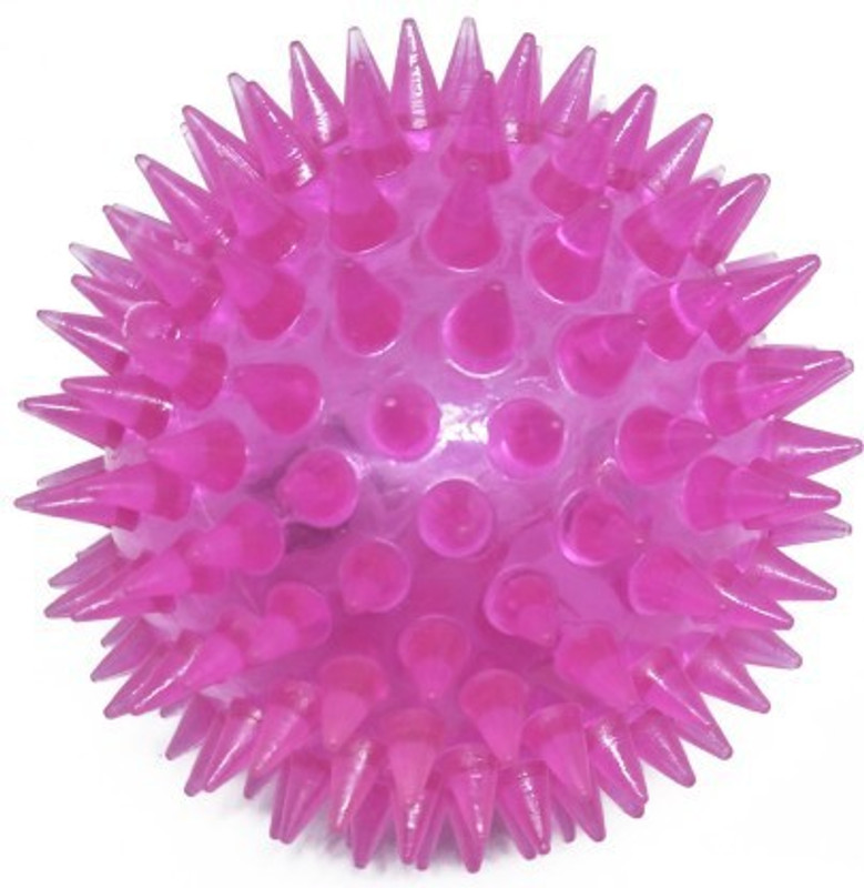Pet Guard LED Light-UP Spike Squeaky Ball With Free Collar Charm For Puppy-Small Rubber Squeaky Toy, Ball, Rubber Toy, Chew Toy For Dog Rubber Squeaky Toy, Ball, Rubber Toy, Chew Toy For Dog