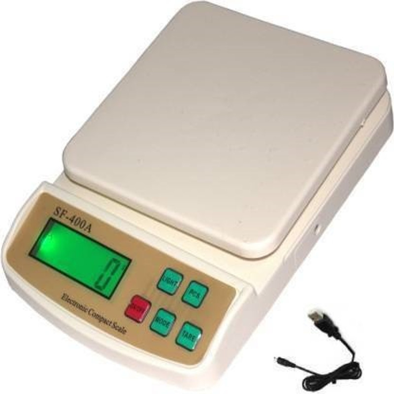 AJ HUB Digital 10kg x 1g Kitchen Scale Balance Multi-purpose weight measuring machine without Adapter(CHARGER) Weighing Scale(White)