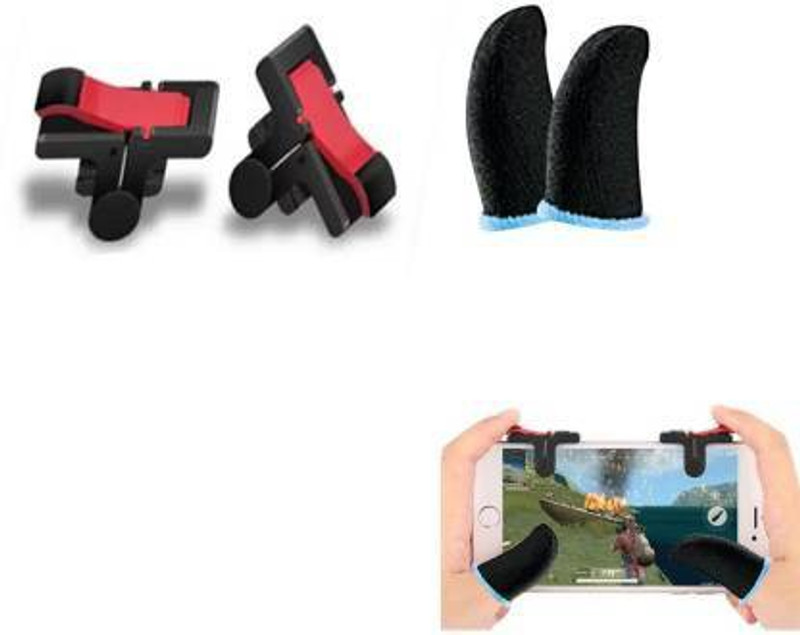 menaso 1Pair Breathable Mobile Finger Sleeve Press Trigger Game Controller Sweatproof Gloves for PUBG Mobile Phone Gaming-Black game trigg  Gaming Accessory Kit(Red, Black, For Android, iOS)