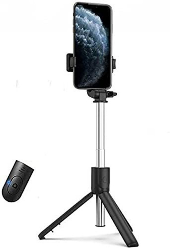 HIFY Mini Fashion Selfie Stick Tripod Stand Multi-functional Compact Bluetooth Selfie Stick with Non-Slip Tripod,Compatible with all Smartphone Tripod, Monopod(Black, Supports Up to 350 g)