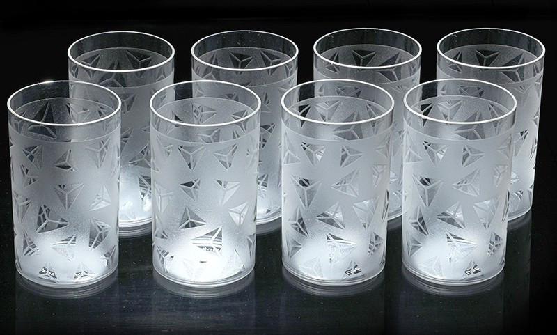 Flipkart SmartBuy (Pack of 8) Prism Pattern Water Juice Plastic Glasses Set Of 8 Glass Set Water/Juice Glass(300 ml, Plastic, White)