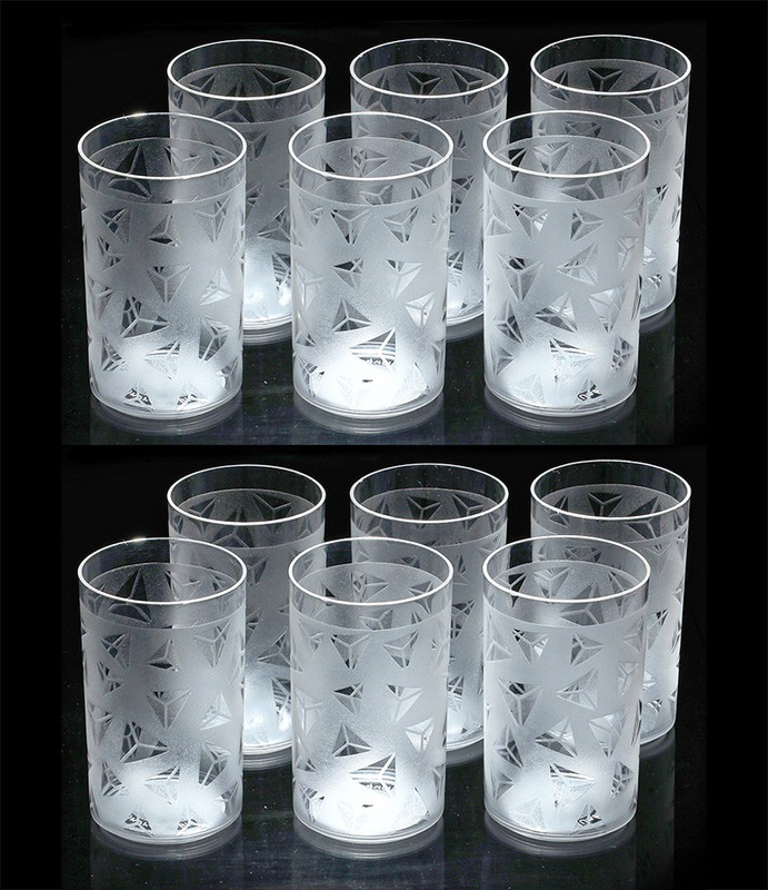 SKYHEART (Pack of 6) 100% Unbreakable Prism Pattern Water Juice Drinking Glass Set Of 6 Glass Set Water/Juice Glass(300 ml, Plastic, White)