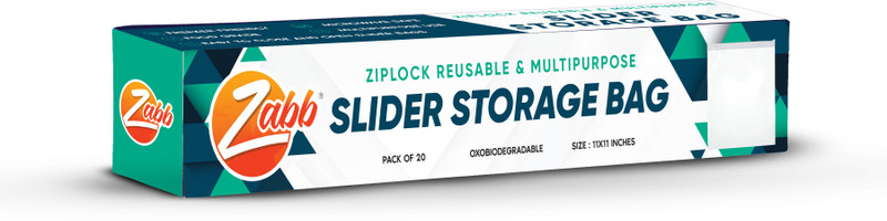 zabb Ziplock Reusable & Multipurpose Slider Storage Bag - Food Grade - Pack of 40 Bags - Multipurpose Use - Oxo-Biodegradable Bags Pack of 40 Grocery Bags(White)