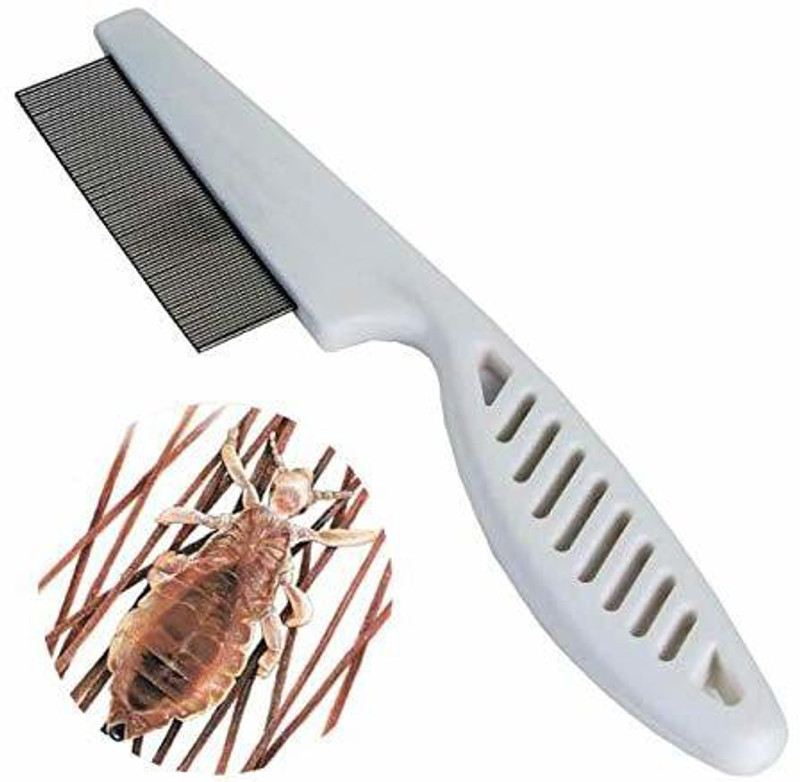 Rvpaws Long Handle with Small Teeth Nit Lice Terminator Comb For Humen Men Women and Pet Dog Cat Hair Rid Head lice Super density Stainless Teeth Remove Nits Brush Basic Comb for  Dog