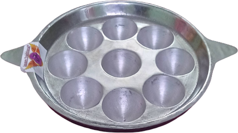 Jayam Traditional 9 Cavity Indolium Appam Patra / Kuzhi Paniyaram Pan Paniarakkal Pan 19 cm, 4.5 cm diameter 1 L capacity(Hard Anodised)