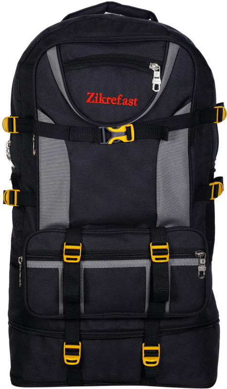 zikrefast Stylish Tuff Quility Trekking Bag Rucksack  - 55 L(Black, Grey)