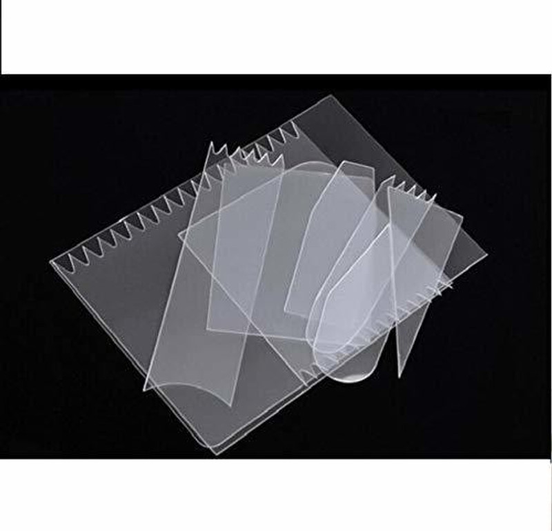 AL ATASH 9 Pcs Cake Scraper Fondant Mousse Cream Spatula Edge Smoother Cupcake Cake Cutter Pastry Mold Baking Decorating Tools (pack of 9) Baking Comb(Plastic Pack of 9)