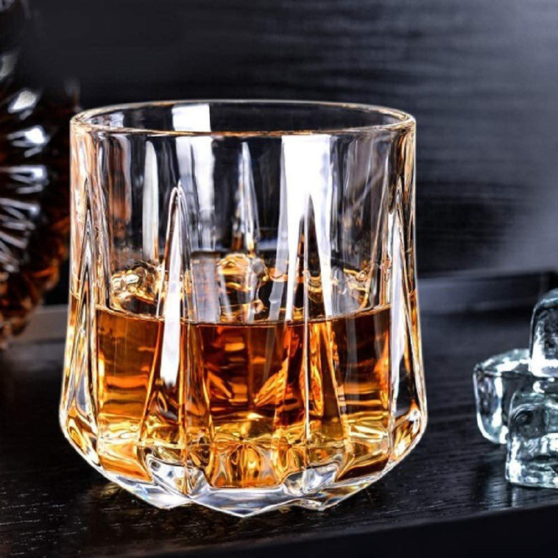 VLSYS (Pack of 6) Whiskey & Scotch Glasses, 6 Pieces, 370 ML, Transparent, Premium Luxury Glass Set Whisky Glass(370 ml, Glass, Clear)