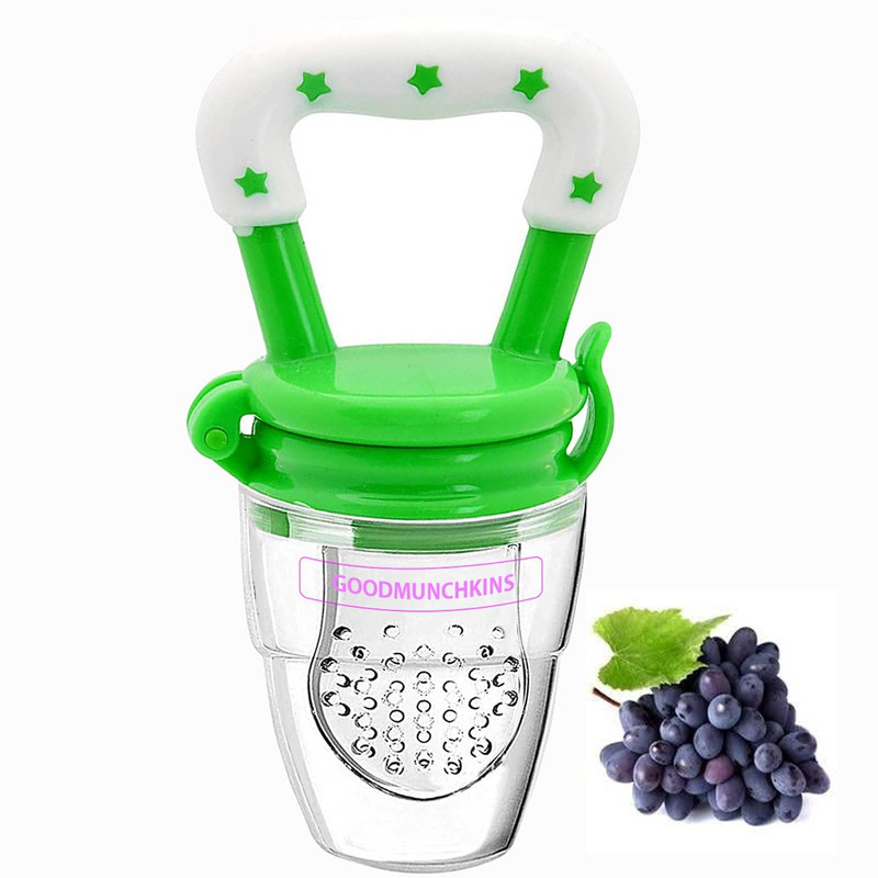 Goodmunchkins Medium Fresh Food Nibbler Fruit Feeder Silicon Nipple Pacifier Color Green Pack of 1 Teether and Feeder(Green)