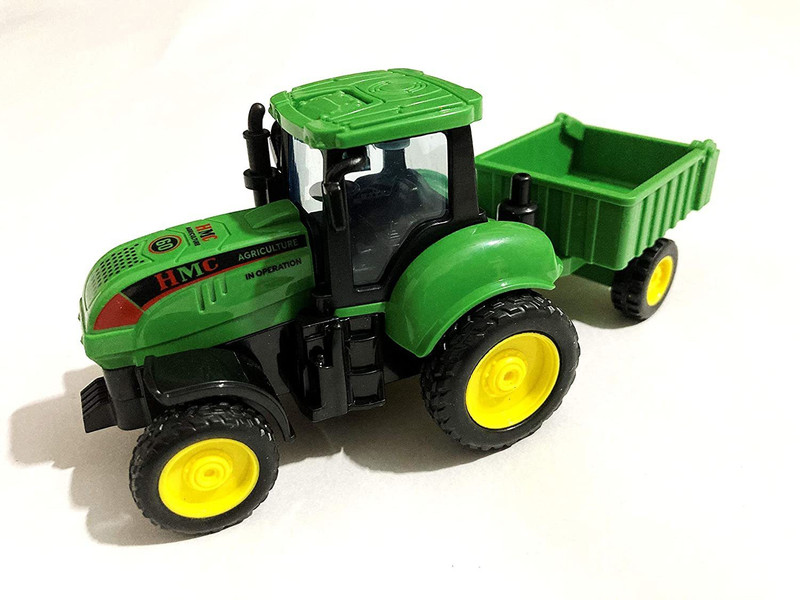 Just craft Farm Tractor Truck with Trolley, Friction Power Toy Trucks for Boys, Girls(Green, Pack of: 1)