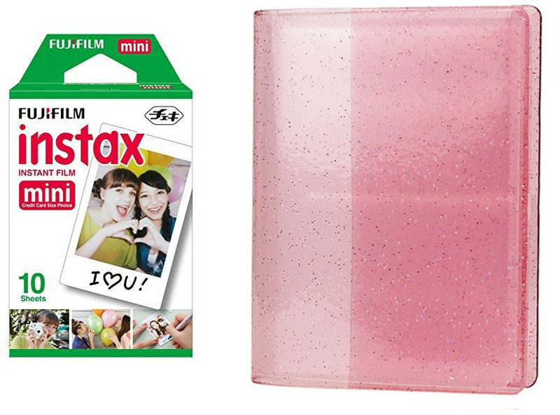 FUJIFILM Instax Mini 10x1 Sheets Instant Film with AM64 Blush Pink Album 64 Sheets Film Roll(Yes 800 ISO Pack of 1)