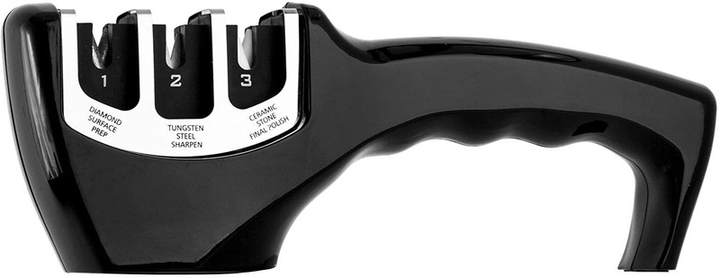 CRIYALE Knife Sharpener for Kitchen, 3 Stages Knife Sharpener tool, Knife Knives Scissor and Blade Sharpening Non-Slip Tools Sharpener Knife.(pack of 1) Knife Sharpening Steel(Stainless Steel)