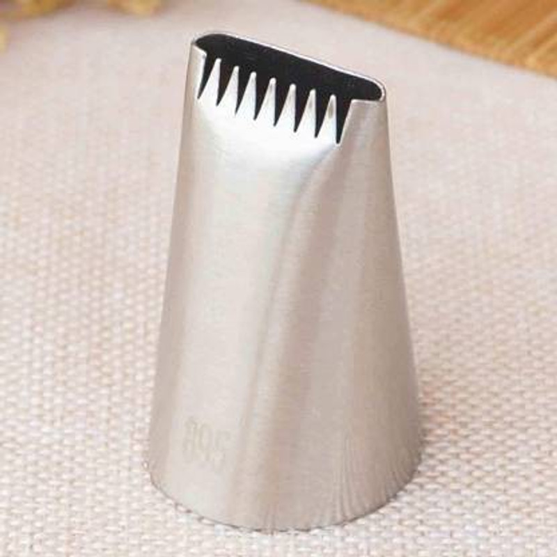 BAKERS4U Basket Weave Medium Size Stainless Steel Piping Nozzle Stainless Steel Ruffle Icing Nozzle (Silver Pack of 1) Stainless Steel Speciality Icing Nozzle(Silver Pack of 1)