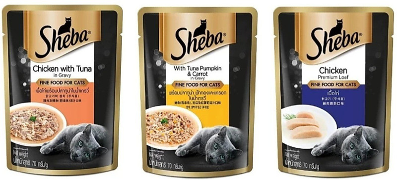 Sheba adult food combo Chicken, Tuna, Vegetable 0.21 kg (3x0.07 kg) Wet Adult, Senior Cat Food