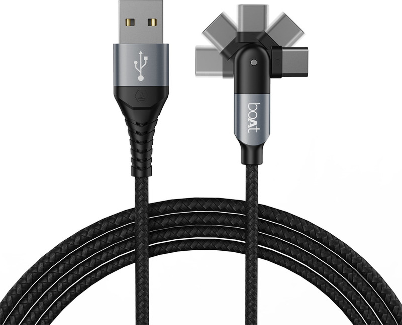boAt 2-in-1 Cable 3 A 1.5 m Micro-Axis(Compatible with Mobile, Laptop, Tablet, Black, Grey)