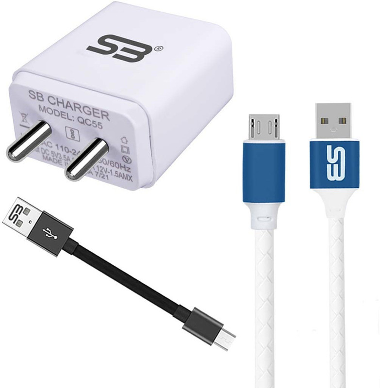 shopbucket Wall Charger Accessory Combo for Realme 5i, Realme Narzo 10A, Realme C2, Realme C3, Realme C11.(White, Blue, Black)