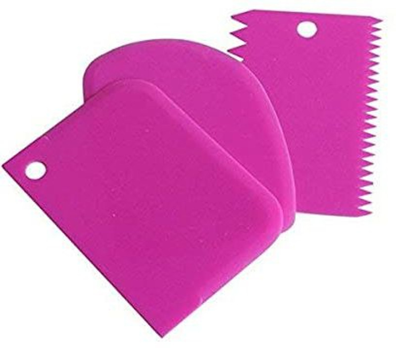 BAKERS4U 3PCS/Set Dough Scraper Cake Decorating Baking Tools Smooth Jagged Edge Spatulas Baking Smoother & Polisher(Multicolor)