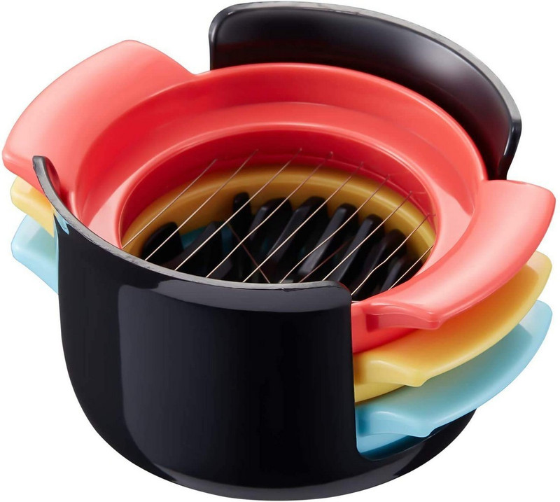 Dhruv Mart Egg Slicer ,Multifunctional 3 in 1 Stainless Steel Cutting Wire Cut, Egg Chopper,Divider,Dicer,Cutter, Slicing Cutter for Cooking Kitchen Accessories Widget(Random Color). Stainless Steel, Plastic Egg Separator(Multicolor, Pack of 1)