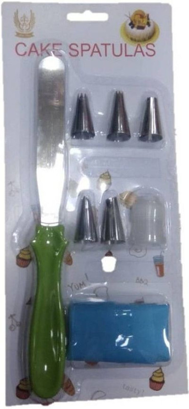 BAKERS4U 8pc Set Of Palette Knife Nozzles Coupler with Silicon Piping Bag Stainless Steel, Silicone, Plastic Speciality Icing Nozzle(Silver, Blue, Multicolor Pack of 8)
