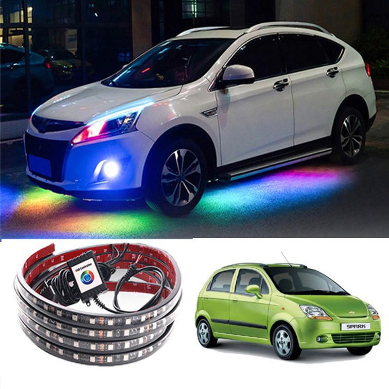 AYW LED Car Interior Decorative Plastic Floor Strip Lighting Kit With Mobile App Control For Spark Universal For All Models Car Fancy Lights(Multicolor)