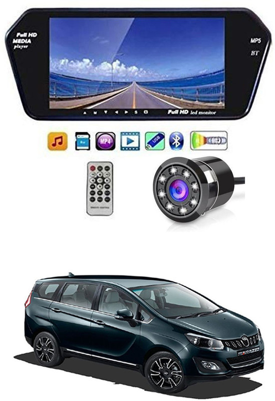 RKPSP 7 Inch 16:9 TFT LED Car Rearview Monitor Mirror with Touch Button With Rearview Car Camera For Marazzo Universal For All Models Car Stereo(Single Din)