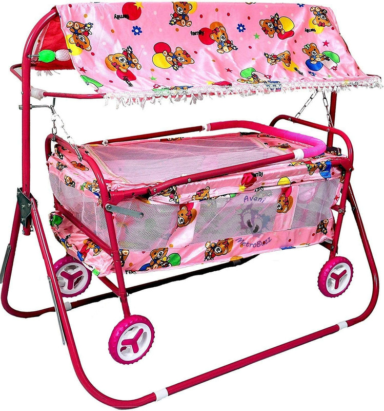 Avani MetroBuzz Crib Cradle And Stroller Eva Wheel Pink(Pink)