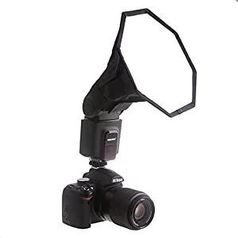SUPERNIC 11-inch Universal Collapsible Octagon Studio Softbox Flash Diffuser for Cameras Camera Diffuser(Black)