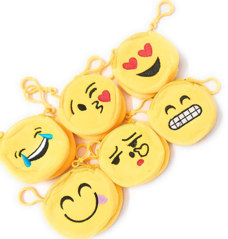 SMARTTRENDY Smiley Coin Purse Pocket Pouch for Boys, Girls & Kids, Best Birthday Gifts (Pack of 6) Coin Purse