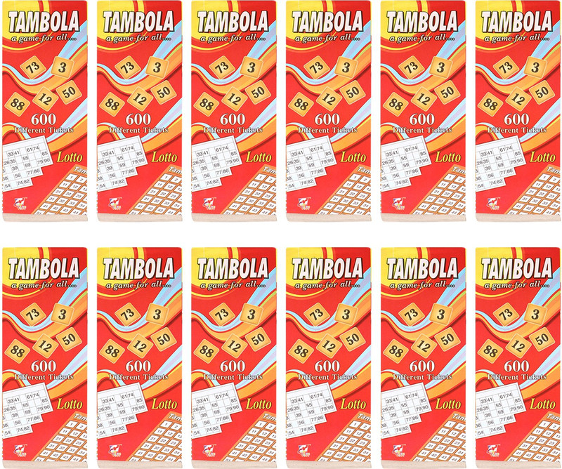 aK collection TAMBOLA TICKETS BOOKS// 12 BOOKS// 7200 PERFORATED TICKETS PER BOOK Party & Fun Board Game