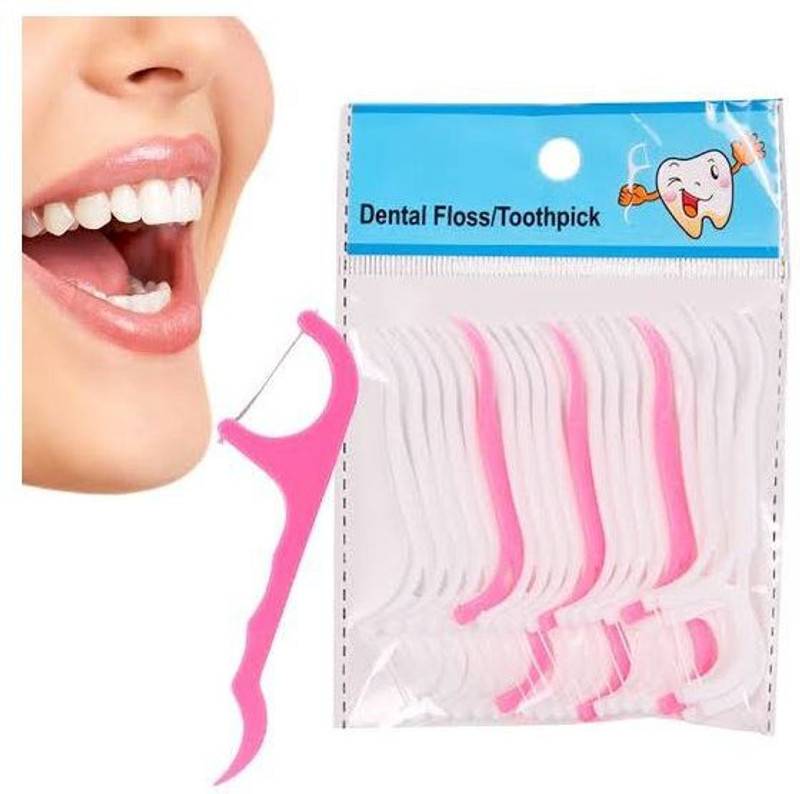 YTM 300 Pcs Dental Flosses For TheethCare Dental Sticks Pink & White Color(Pack of 300)