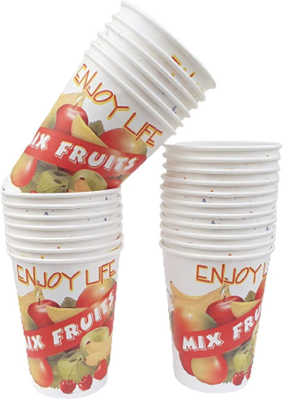 SM Exports Disposable Printed Paper Cups 250 ML (Pack of 25) for Party (Color and Design May Vary) Paper Dispenser