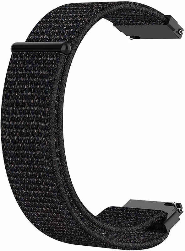 Global Creations Nylon Black Belt 22mm compatible with Noise Noisefit Active Sports Band 22 mm Fabric Watch Strap(Black)