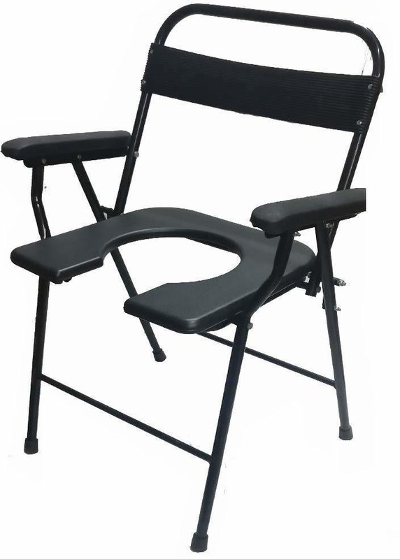Hawk Eye Foldable Toilet chair bathroom chair Portable bedside commode chair Heavy Duty Commode Chair(Black)