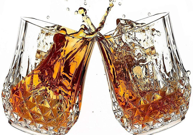 SALADAN (Pack of 6) Crystal Cut Diamond Imported Whiskey Glasses 250 ML Glass Set Whisky Glass(250 ml, Glass, Clear)