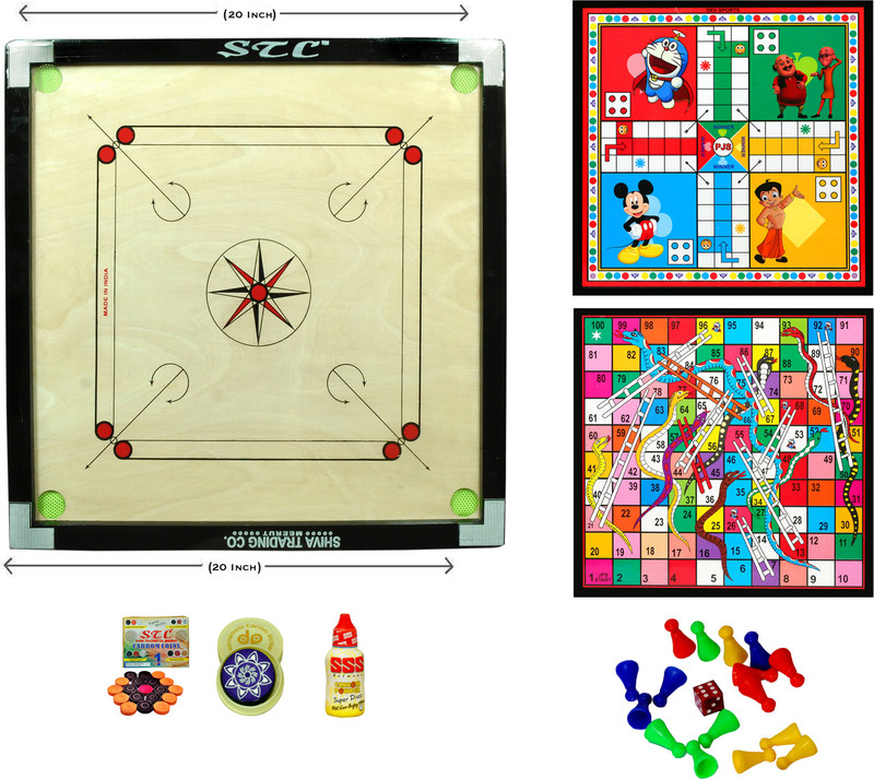 STCSPORTS Matte Small With 2 in 1 Ludo Snakes 50.8 cm Carrom Board(Multicolor)