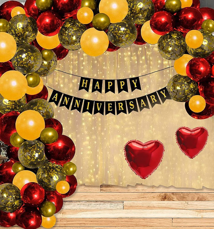 AMEX STORE Happy Anniversary Decorations Kit / Items | Anniversary Theme Decorations Combo Balloon | Party Celebration(Set of 66)